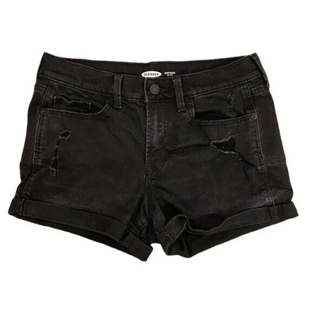 Old Navy Boyfriend Shorts Womens Size 4 Distressed Black Denim